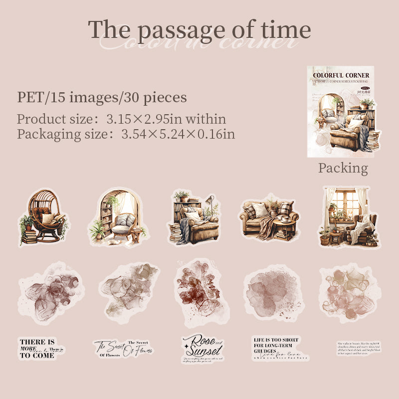 30pcs colorful corner PET-sticker pack (S25080306)