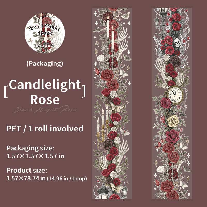 1 roll dark skull rose PET-tape (T25081907)