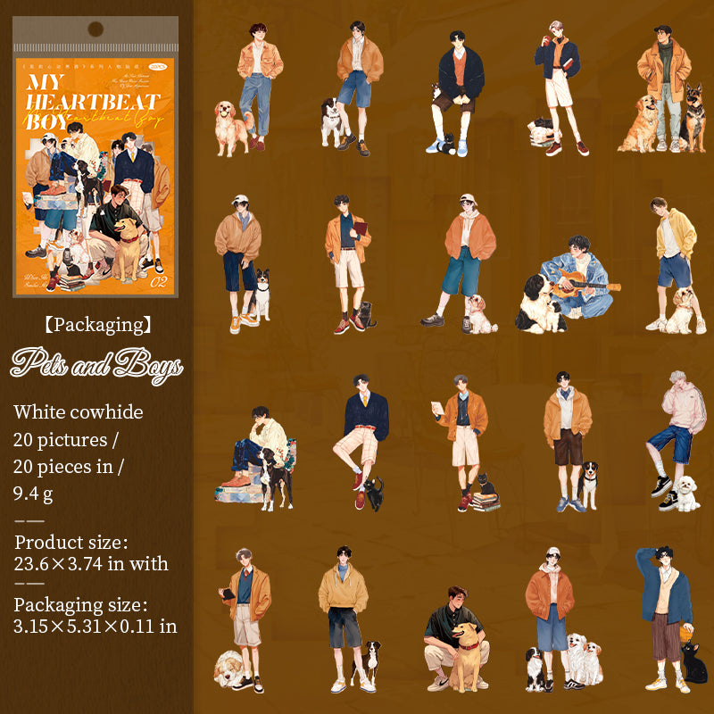 20pcs heartbeat boy sticker pack (S25080307)