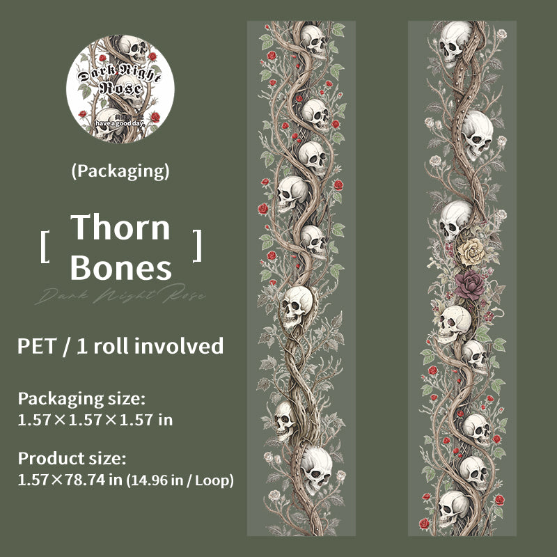 1 roll dark skull rose PET-tape (T25081907)