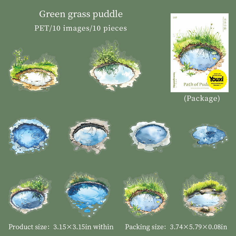 10pcs path of puddles sticker pack (S25080607)