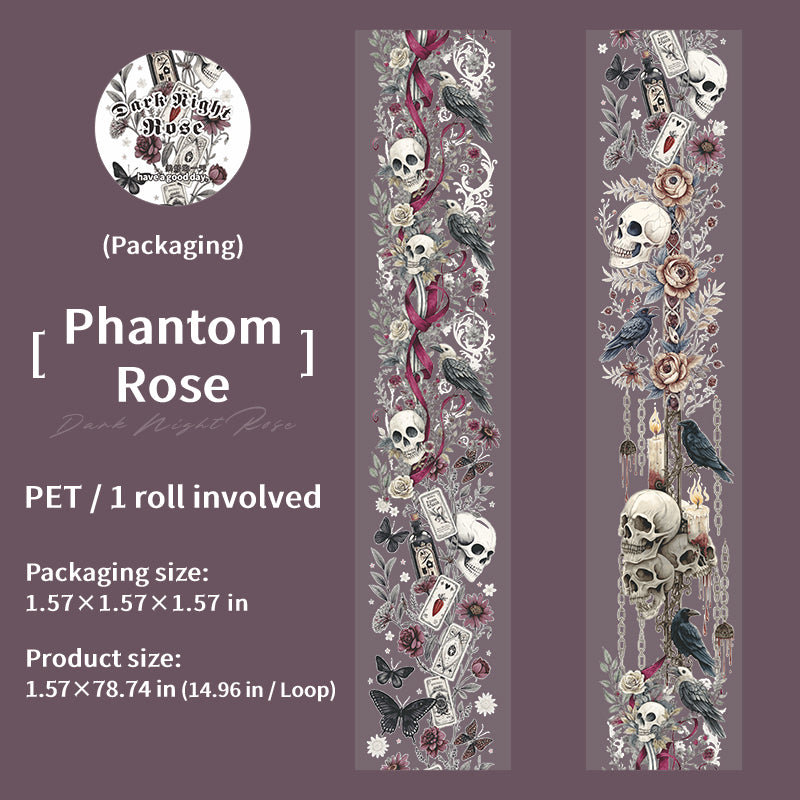 1 roll dark skull rose PET-tape (T25081907)