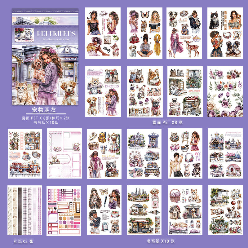 20sheets landscape pre-cut sticker book (TZB25071807)