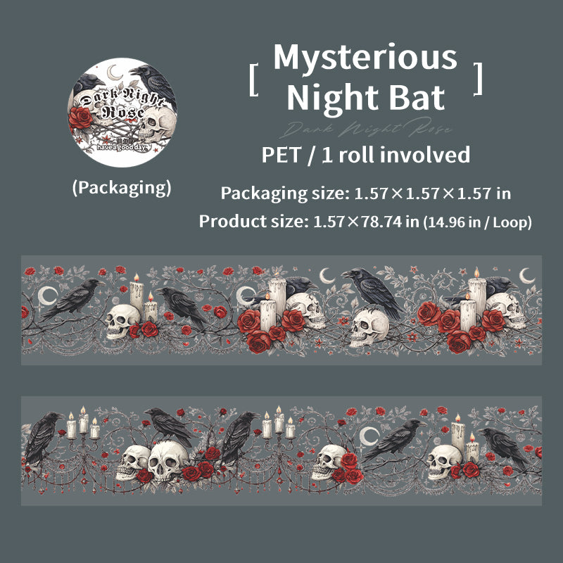 1 roll dark skull rose PET-tape (T25081907)