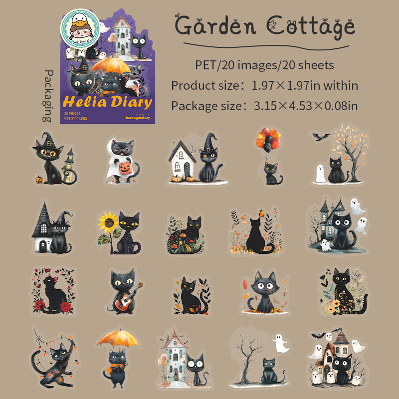 20pcs halloween cat sticker pack (S25080608)