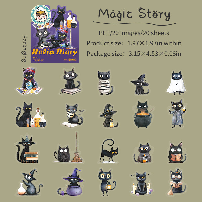 20pcs halloween cat sticker pack (S25080608)