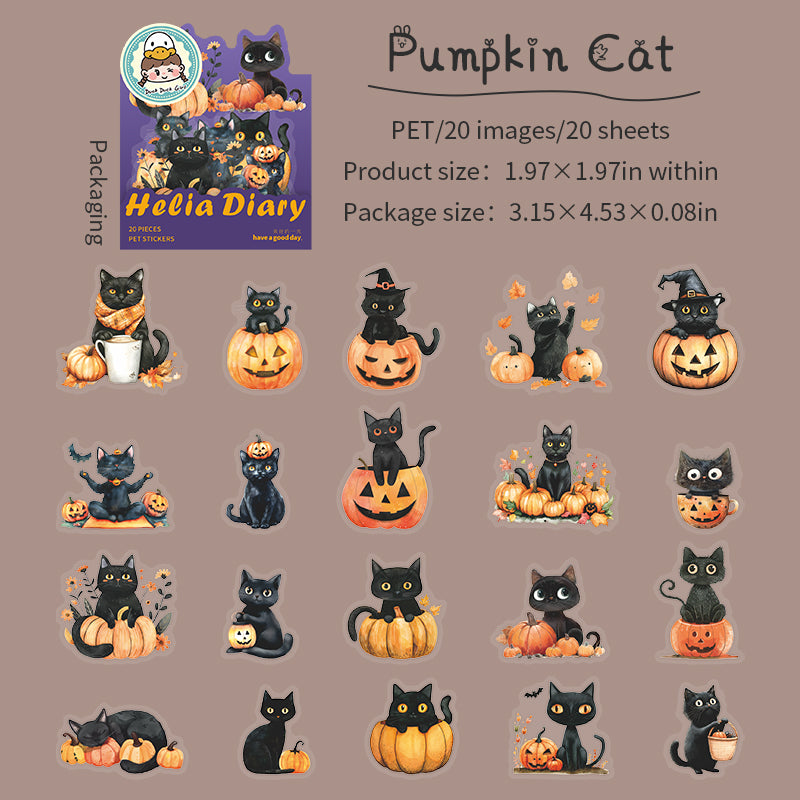 20pcs halloween cat sticker pack (S25080608)