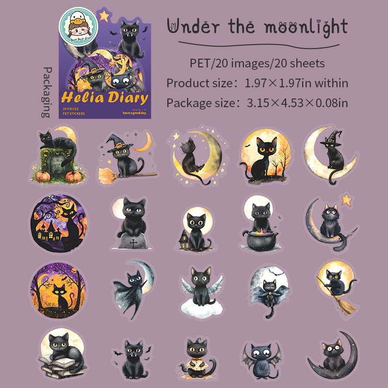 20pcs halloween cat sticker pack (S25080608)