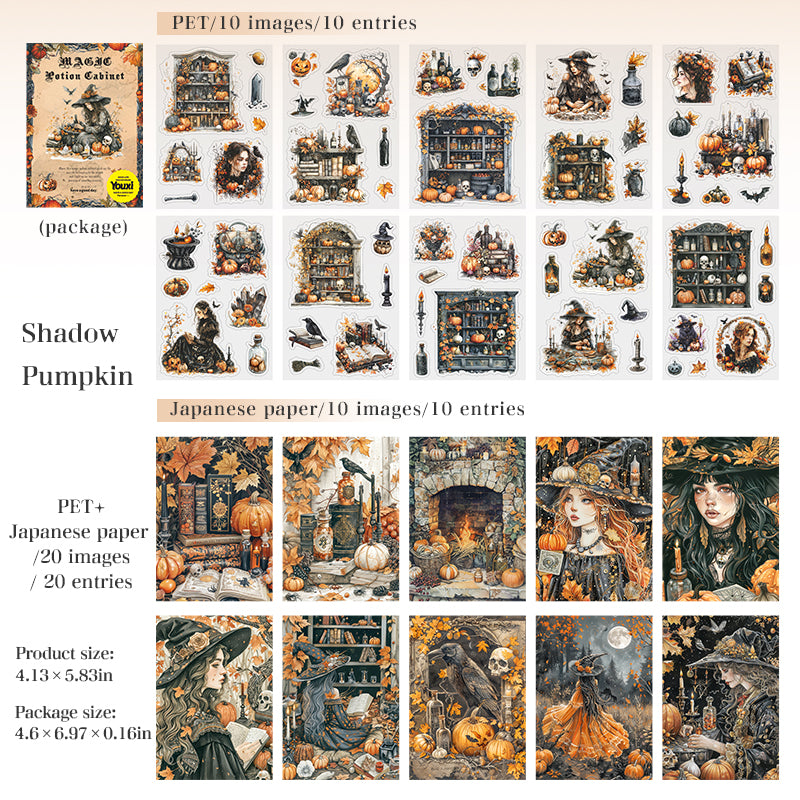 20sheets magic witch PET+washi sticker book (TZB25081208)