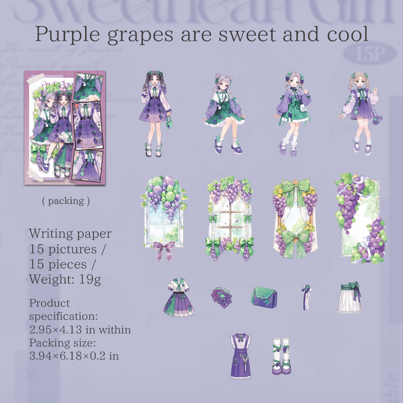 15pcs fruit girl sticker pack (S25082508)