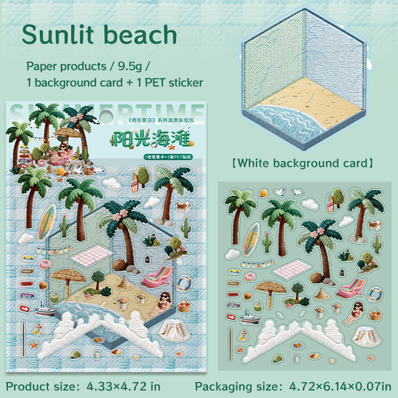2pcs 3D summer sticker pack(S26042901)