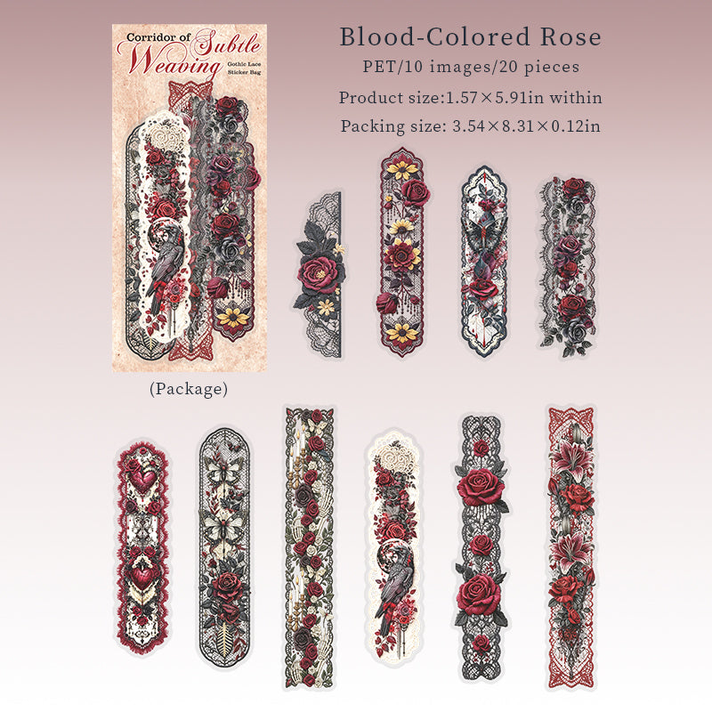 Bloody Gothic rose sticker 20pcs
