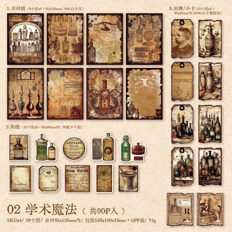 90pcs vintage sticker+paper pack(P26041601)