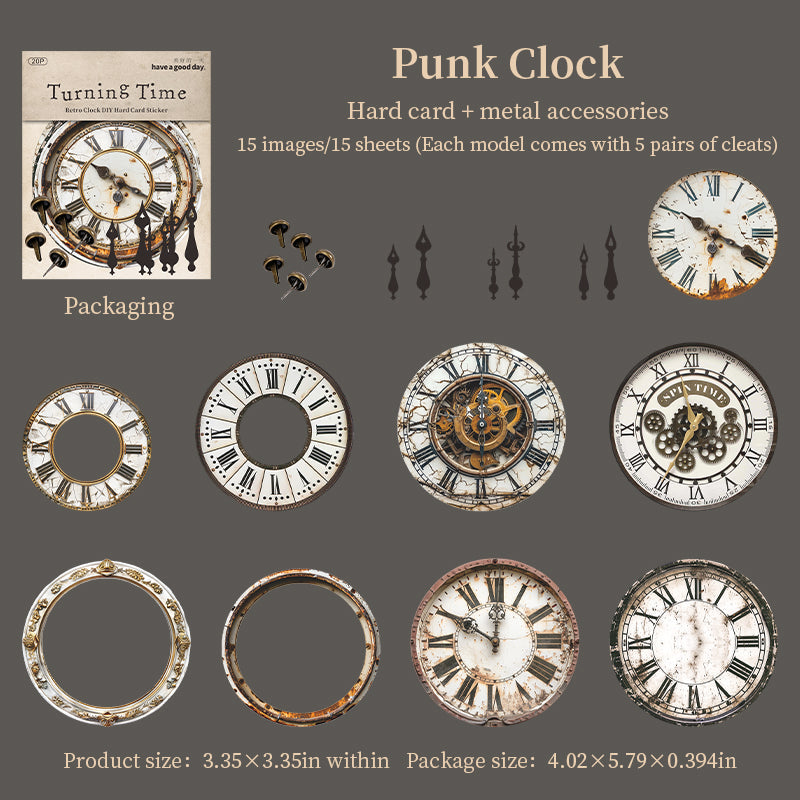 15pcs vintage clock sticker pack (S25112601)