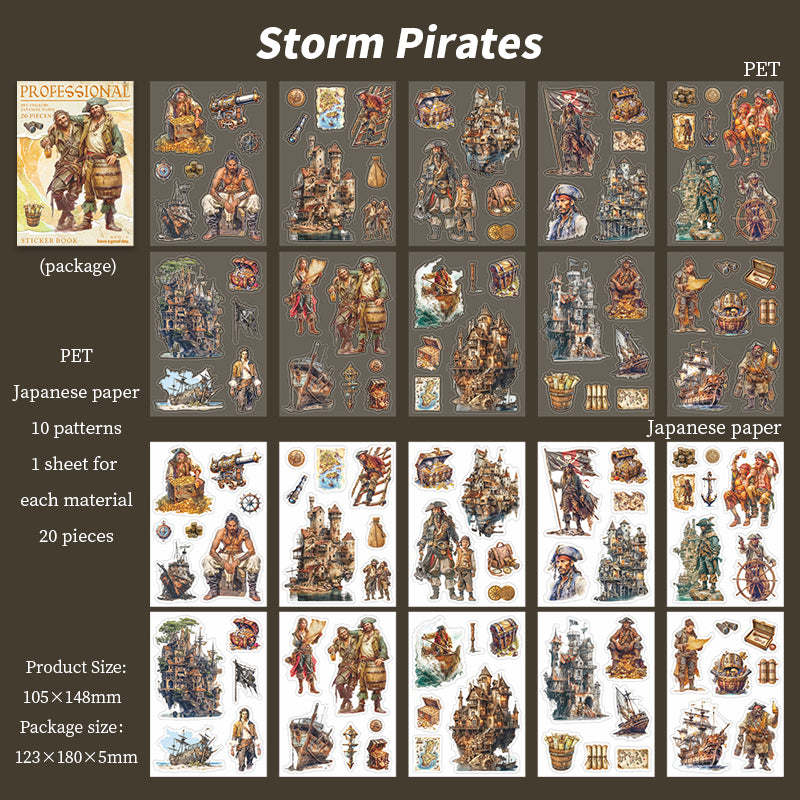 20sheets professional PET+washi sticker book (TZB25090901)