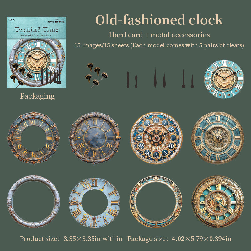 15pcs vintage clock sticker pack (S25112601)