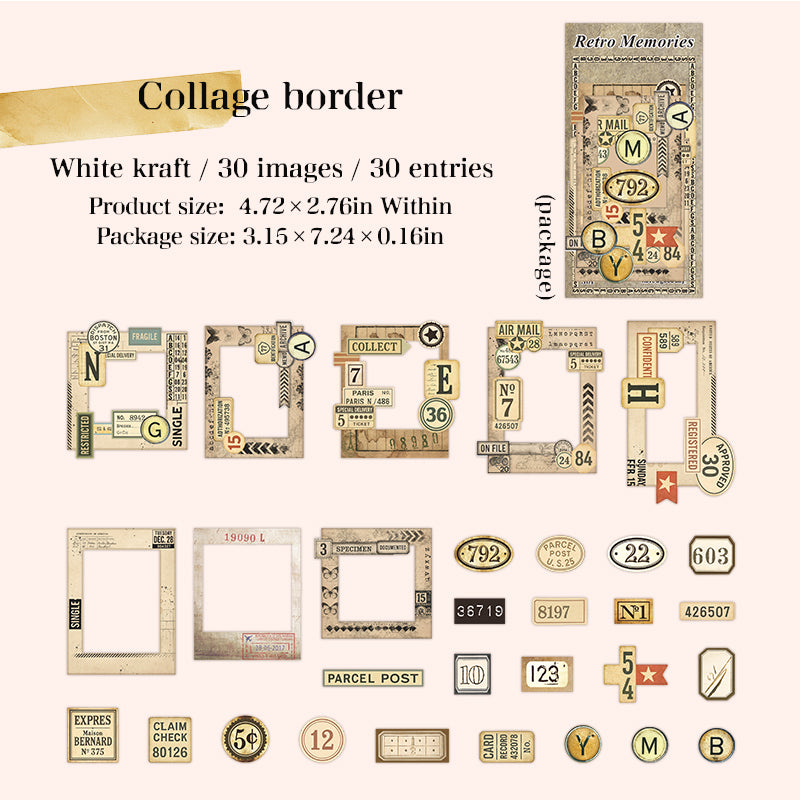 30pcs retro memory sticker+paper pack (P25101610)