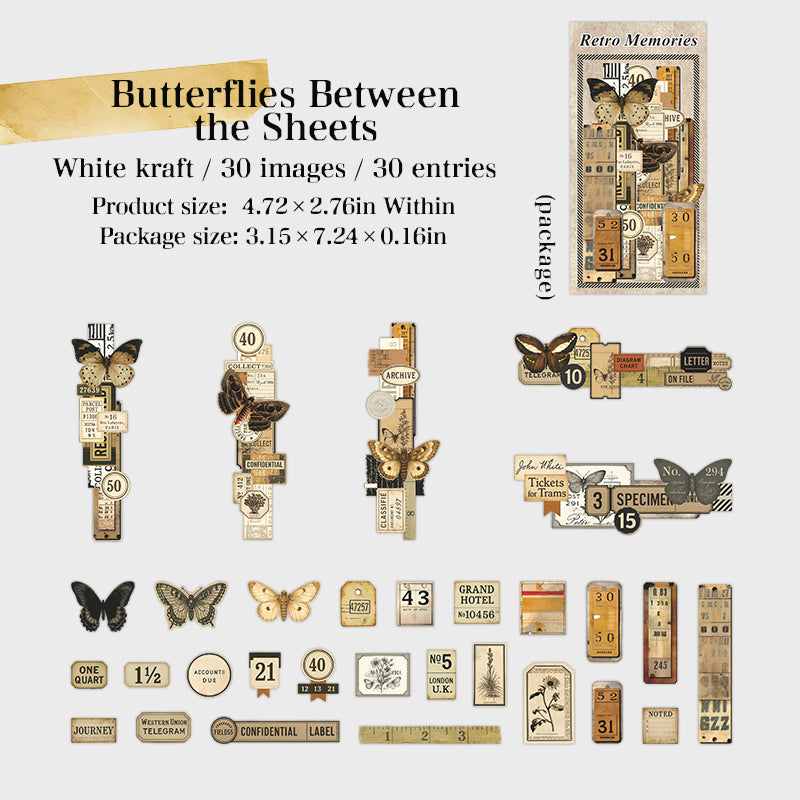 30pcs retro memory sticker+paper pack (P25101610)