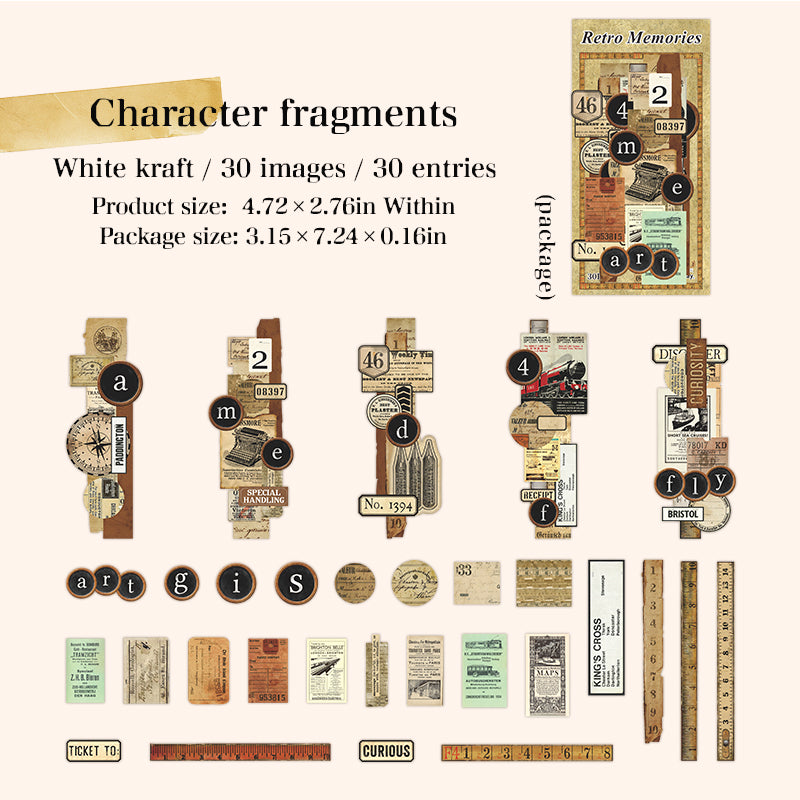 30pcs retro memory sticker+paper pack (P25101610)