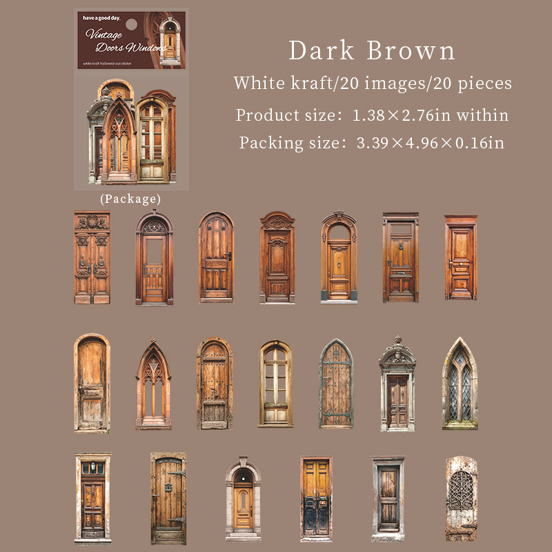 20pcs vintage window door sticker pack (S25102111)