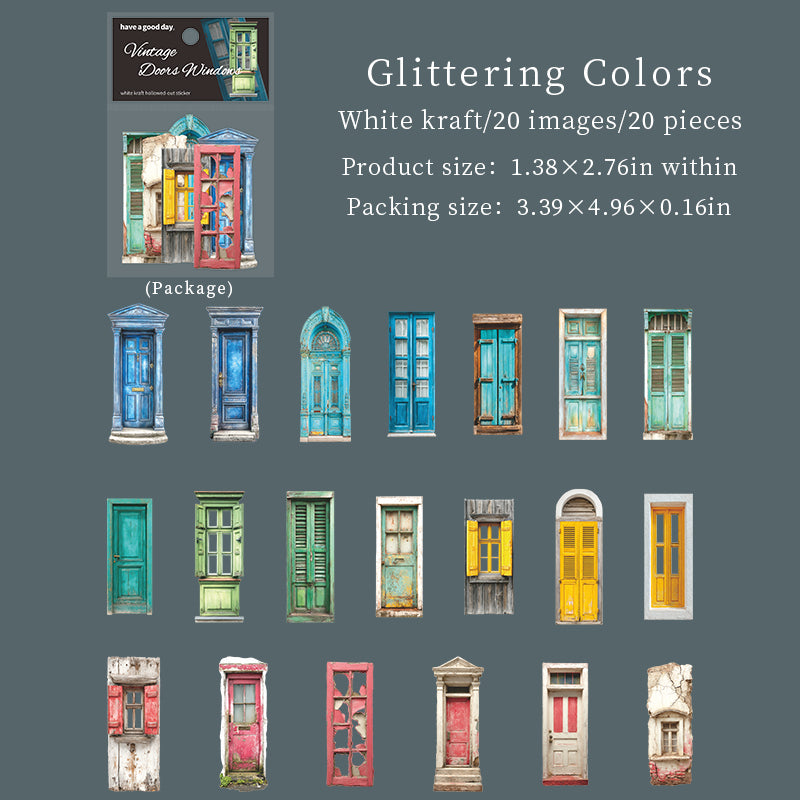 20pcs vintage window door sticker pack (S25102111)