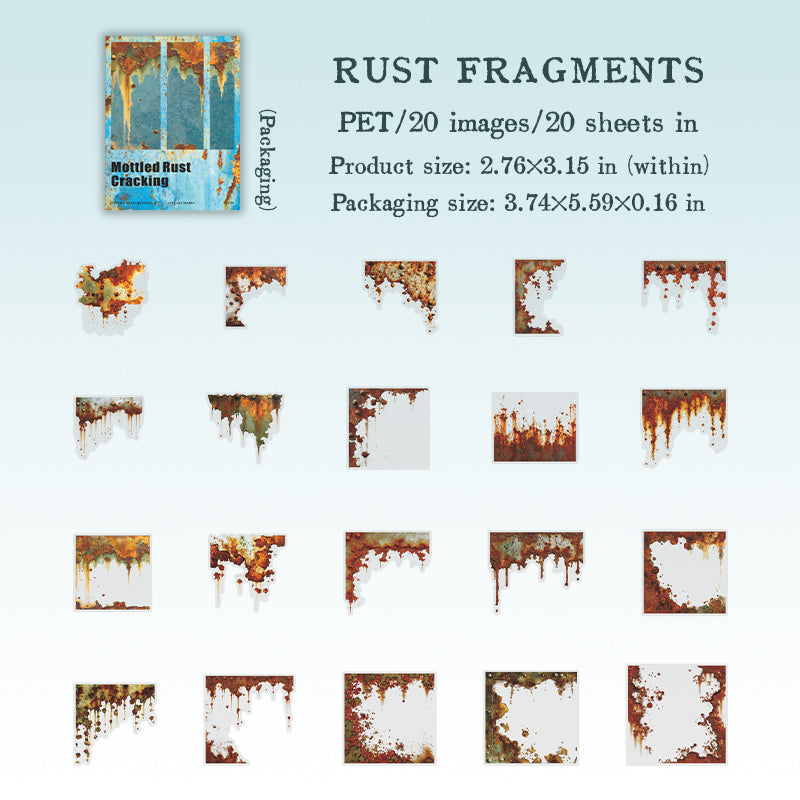 20pcs vintage rust PET-sticker pack (S25092512)