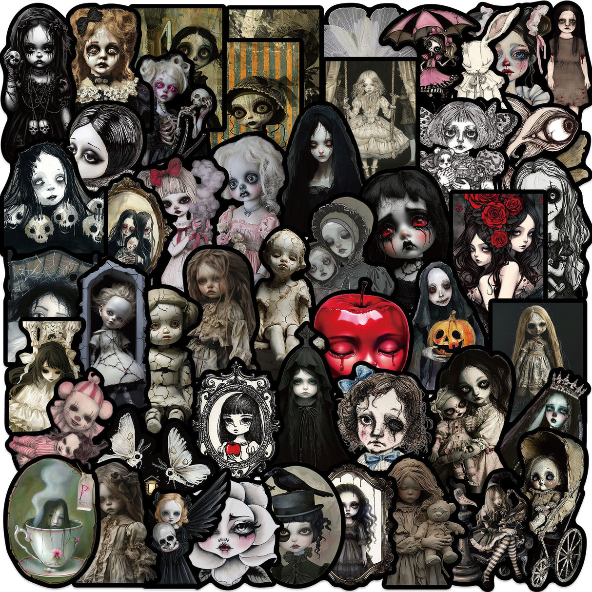 50pcs gothic doll sticker pack(S26041511)