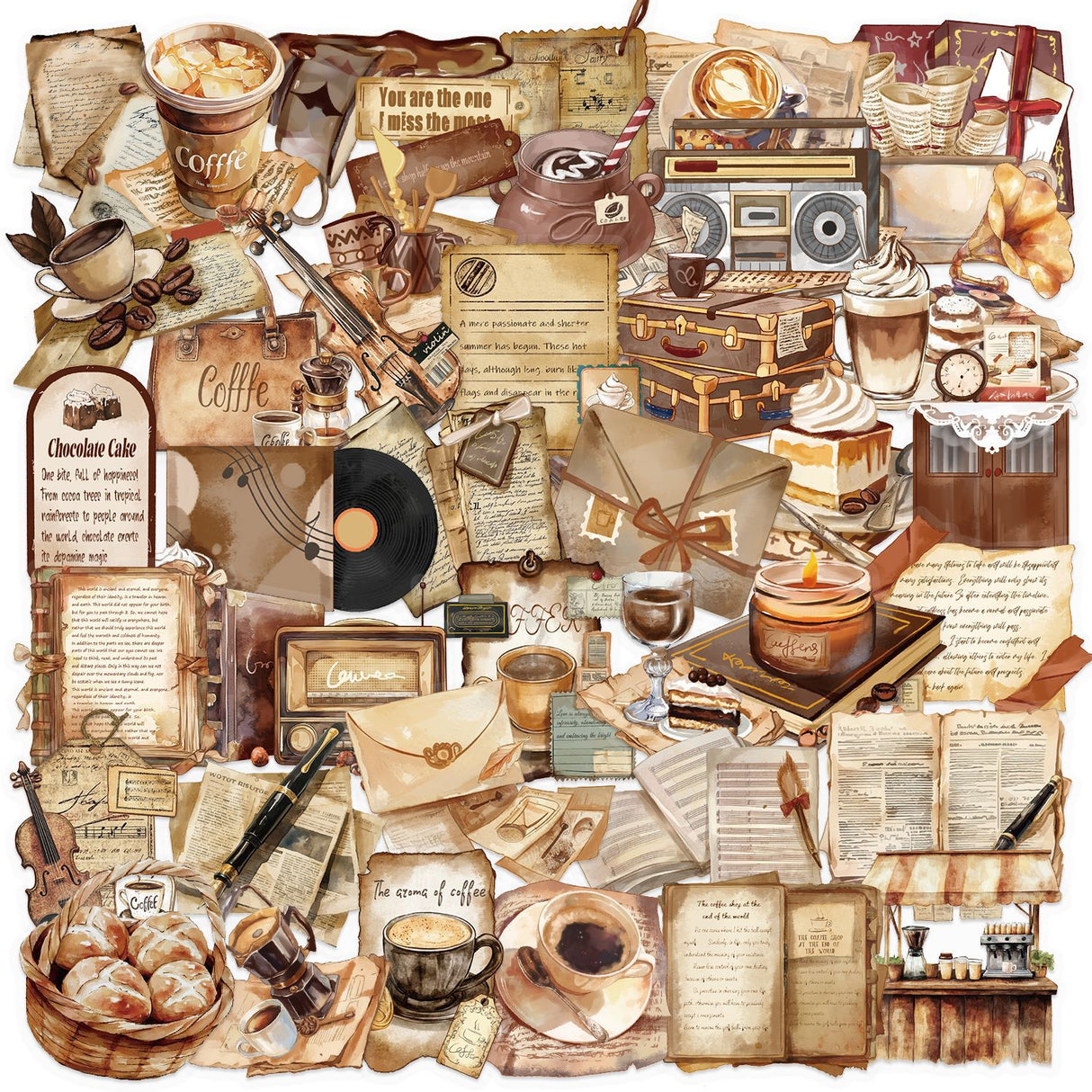 50pcs coffee sticker pack(P26052607)