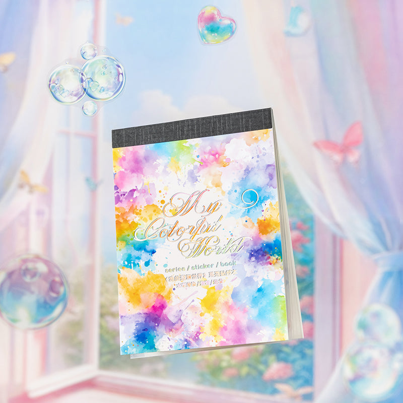 18pcs colorful cloud bubble water-color PET- sticker book (TZB25062305)