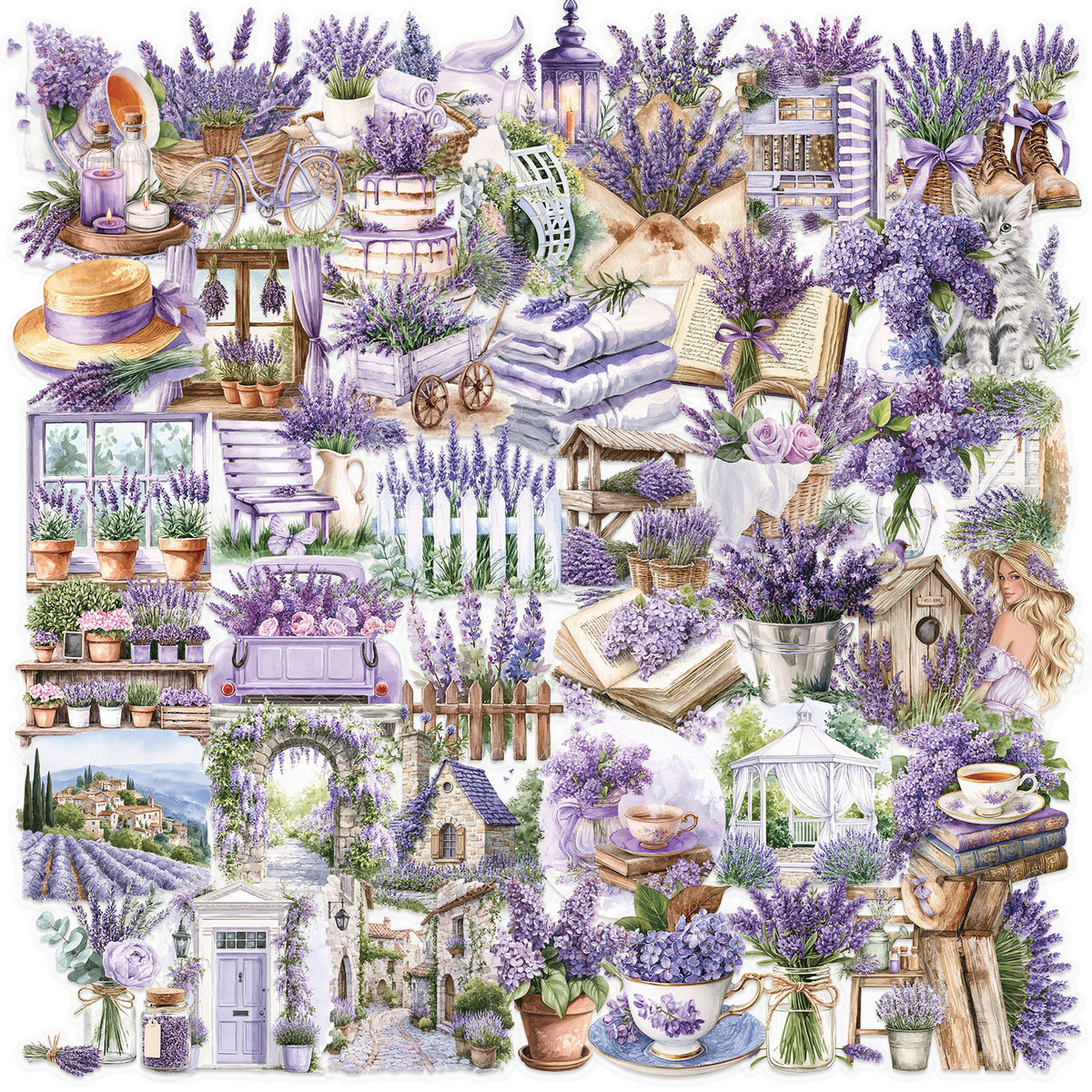Lavender sticker pack 50pcs (S26091407)