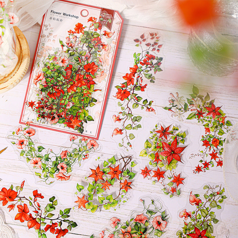 10pcs flower workshop sticker pack (S25070207)