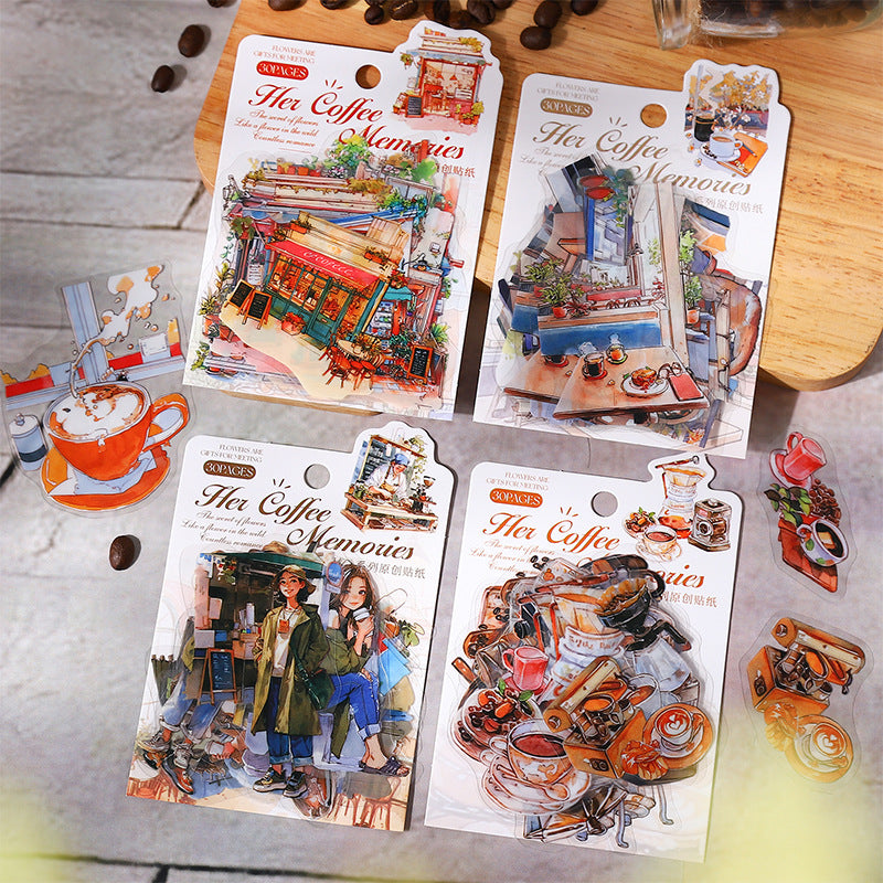 30pcs the coffee memories sticker pack (S25071202)