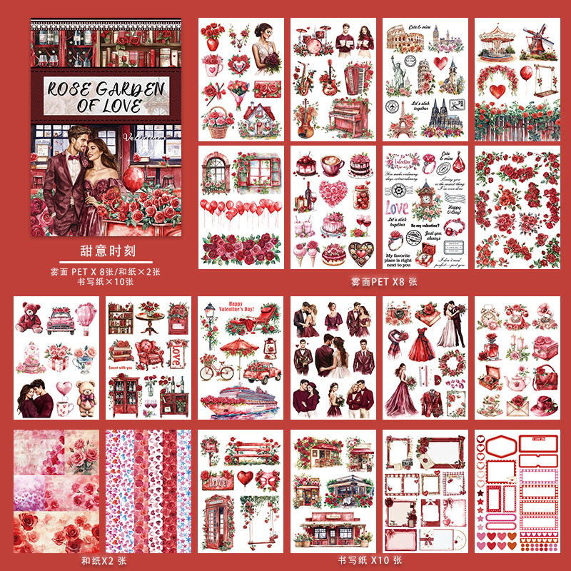 A5 size rose love pre-cut sticker book (TZB26020301)