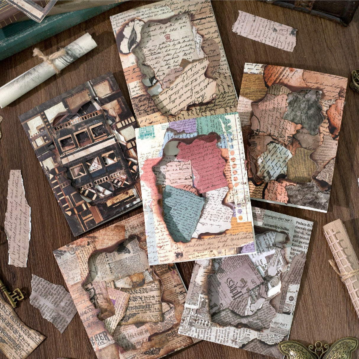 15pcs retro-burned sticker pack (S25102806)