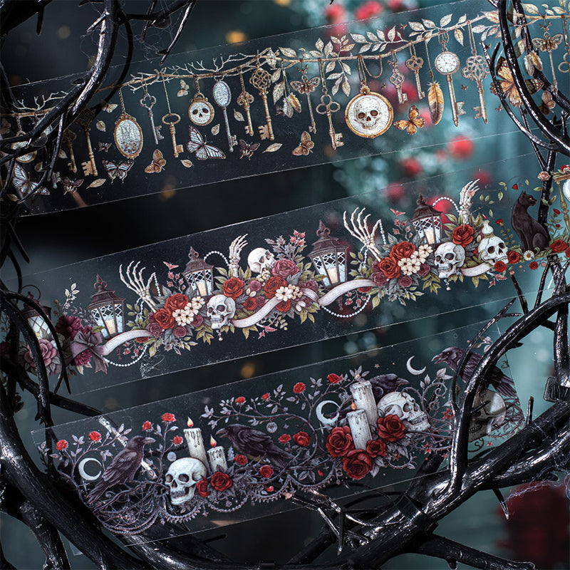 1 roll dark skull rose PET-tape (T25081907)