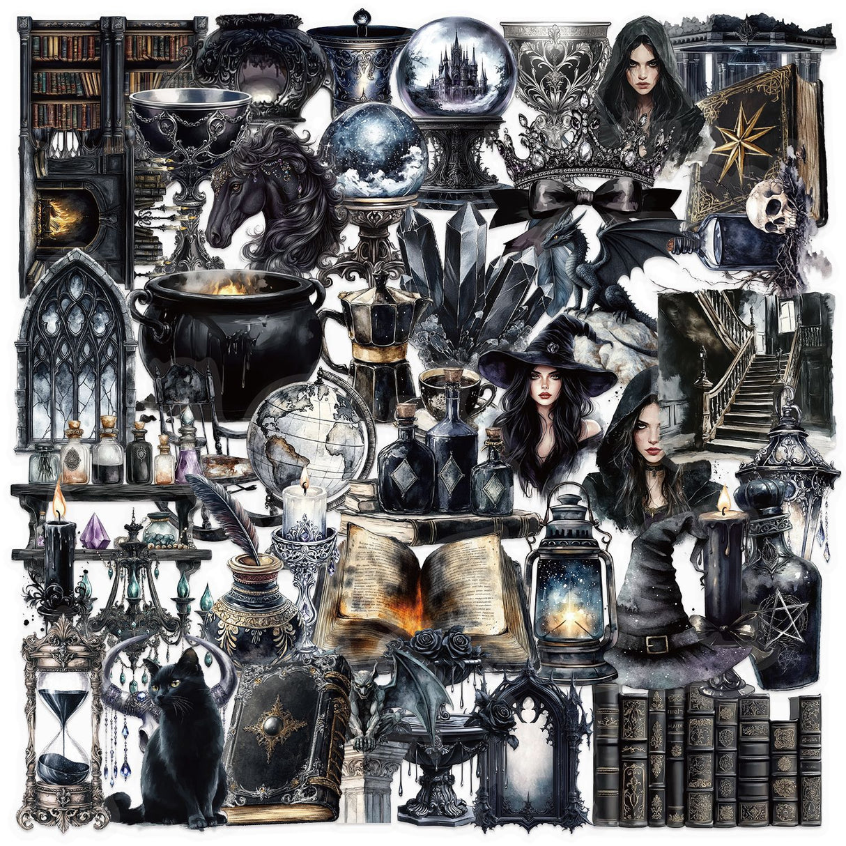 50pcs dark witch sticker pack (S25062104)