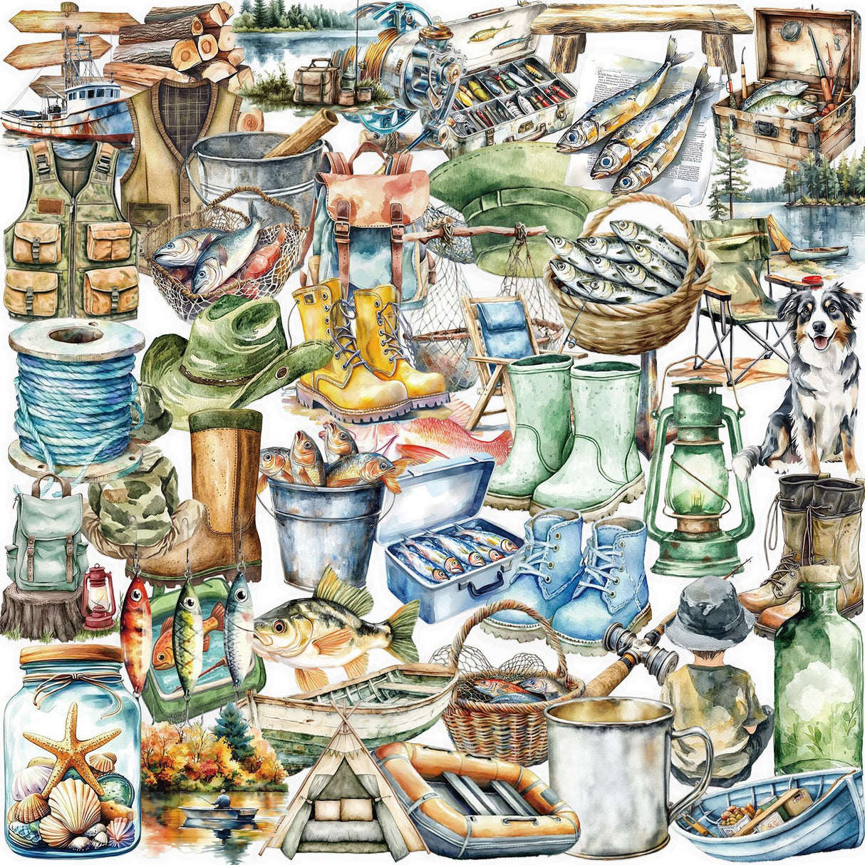 50pcs fishing seaside sticker pack (S26041513)
