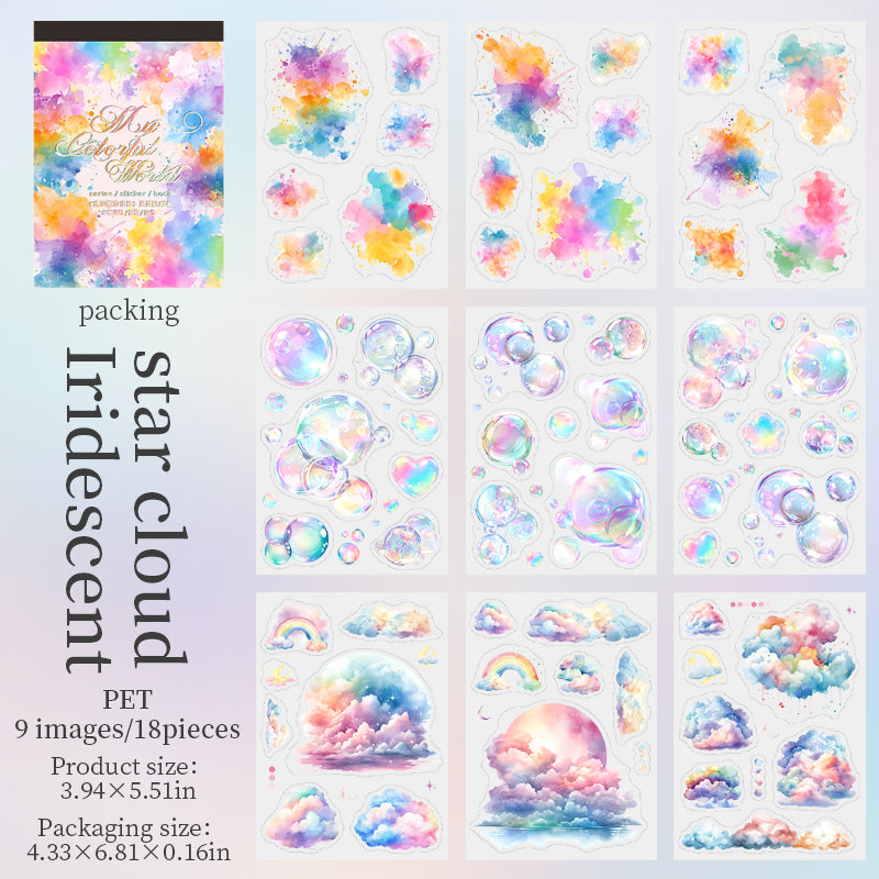 18pcs colorful cloud bubble water-color PET- sticker book (TZB25062305)