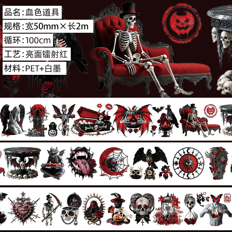 1 roll gothic spooky PET-tape(T25092404)