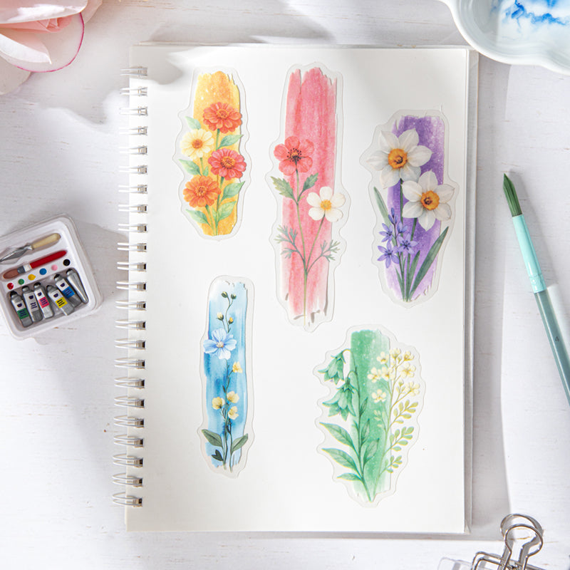10pcs inked dyed flower sticker pack (S25072206)