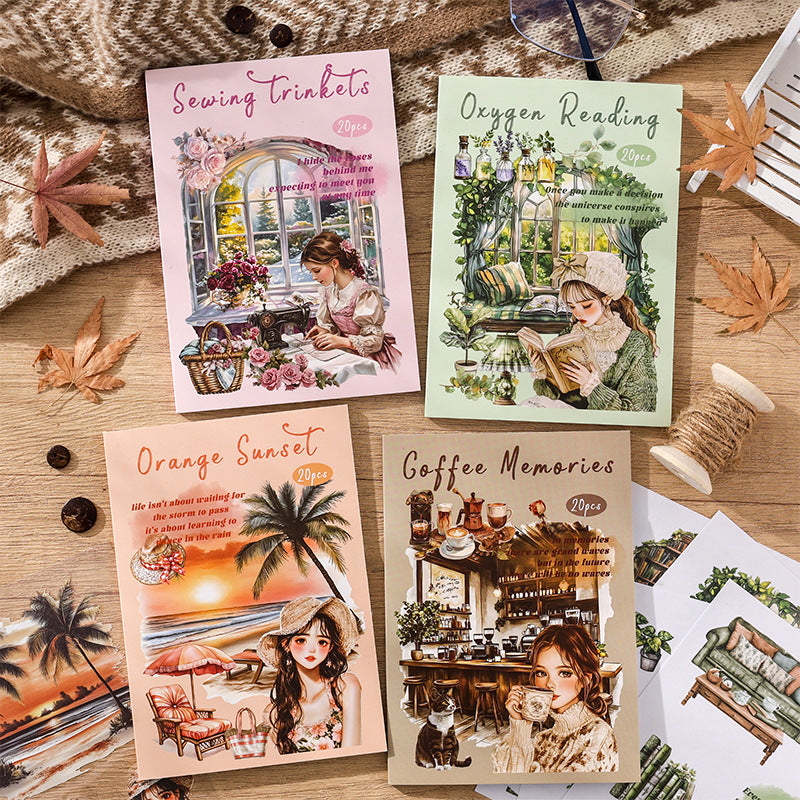 20sheets reading PET+washi sticker book (TZB25062301)