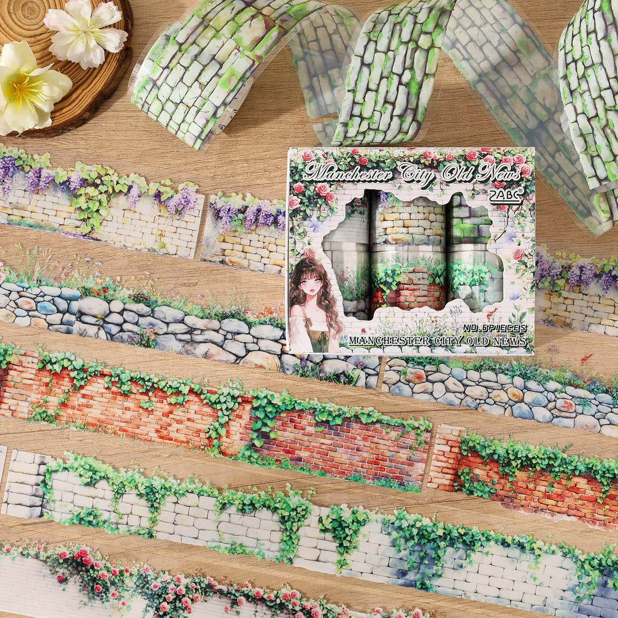 6 rolls wall flower PET-tape set (T25092805)