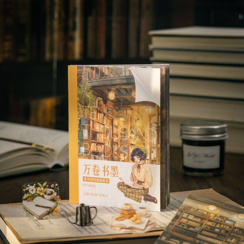 20pcs reading book PET+Washi sticker book (TZB25052802)