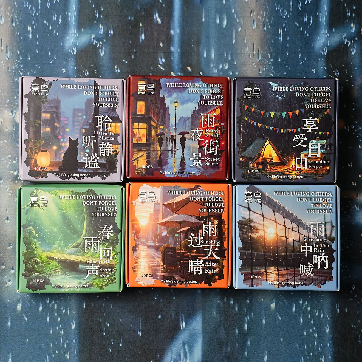 40pcs rainy sticker box (S25062002)