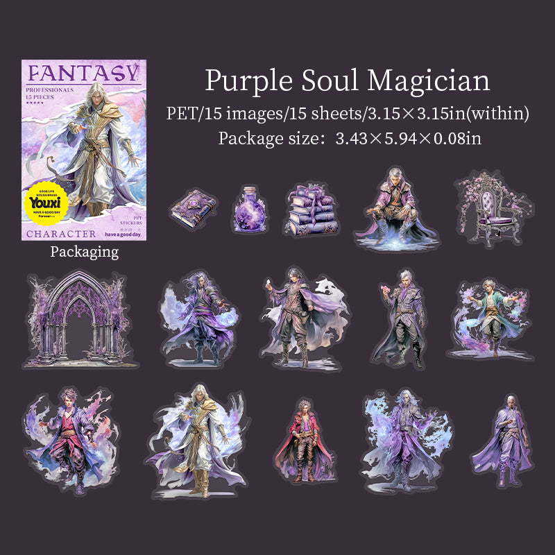 15pcs FANTASY professionals PET-sticker pack (S25062704)