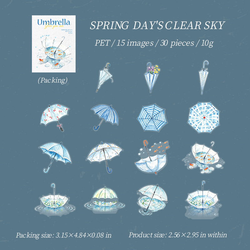 Rainy Umbrella sticker pack 30pcs
