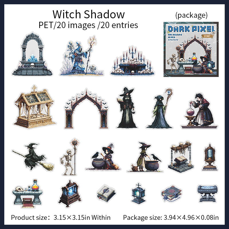 20pcs dark pixel sticker pack (S26031702)