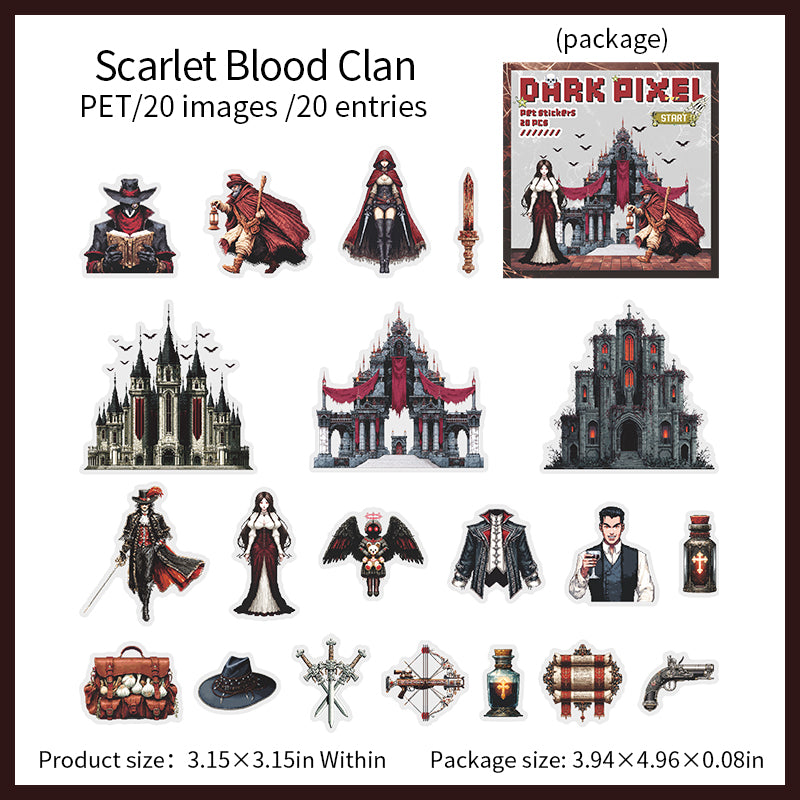 20pcs dark pixel sticker pack (S26031702)
