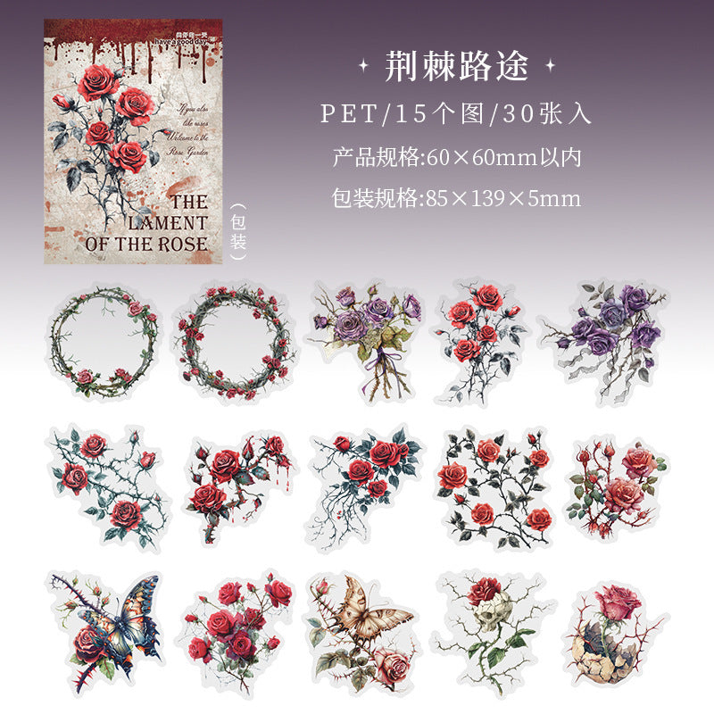 30pcs gothic rose sticker pack (S25120502)