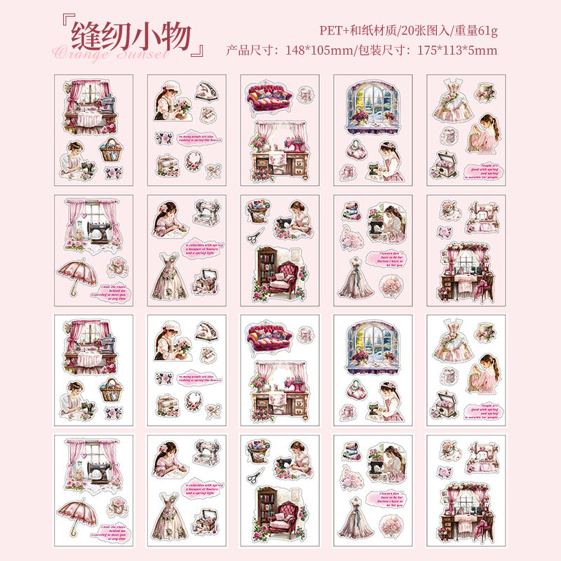 20sheets reading PET+washi sticker book (TZB25062301)